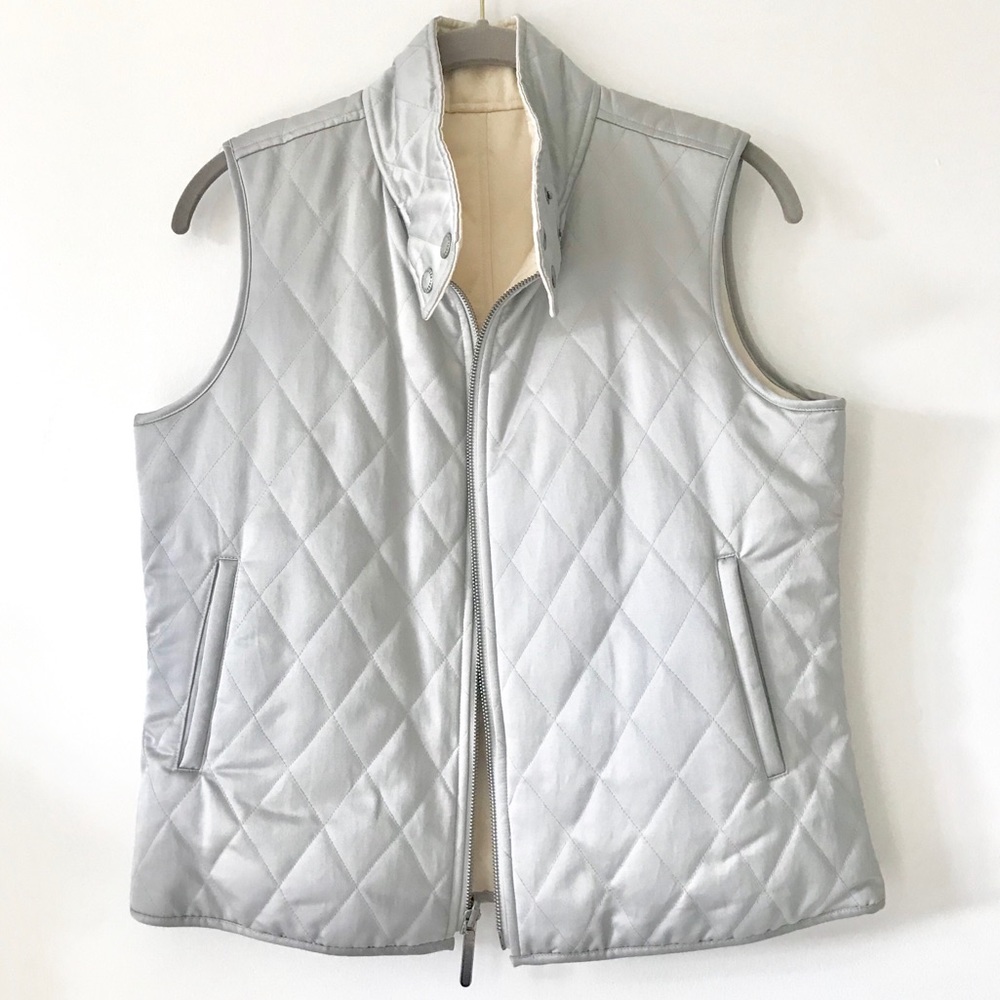 LAUREN Reversible Quilted Mockneck Zip-Up Vest P/M - Picture 3 of 10